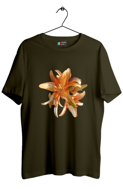 Футболка чоловіча з принтом "Оранжева лілія". Квітка, краса, лілія, оранжевий, помаранчевий, природа, сонячний. 2070702