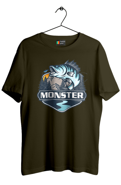 Футболка чоловіча з принтом "Рибалка". Монстер, рибак, рибалка, хоббі. 2070702