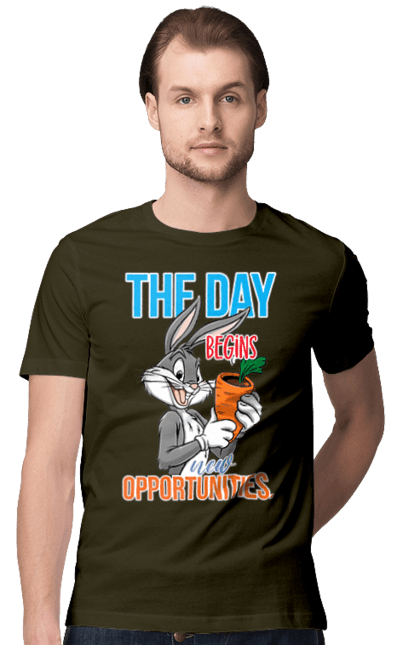 Men's t-shirt with prints Bugs Bunny. Bugs bunny, cartoon, looney tunes, merrie melodies. 2070702