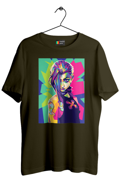 Men's t-shirt with prints Arcane. Animated series, arcane, fantasy, fortiche, jinx, league of legends, riot games, wai. 2070702