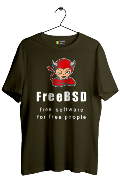 Футболка чоловіча з принтом "Freebsd Для Вільних". Bsd, freebsd, unix, адміністратор, айті, айтішник, безкоштовна, безкоштовно, бестія, білий, вільна, демон, демонесса, доступність, незалежність, операційна система, ос, програміст, програмне забезпечення, свобода, сисадмін, система, системний адміністратор, софт, текст, червоний. 2070702