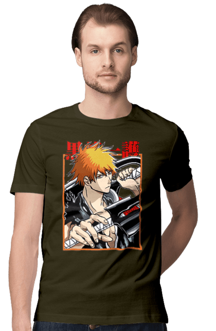 Men's t-shirt with prints Bleach Ichigo Kurosaki. Anime, bleach, ichigo, ichigo kurosaki, manga. 2070702