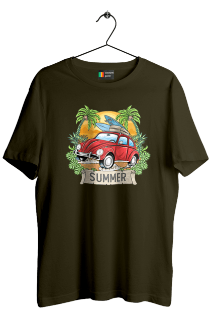 Футболка чоловіча з принтом "Літо, Машина І Пальми". Відпочинок, літо, машина, пальми. 2070702