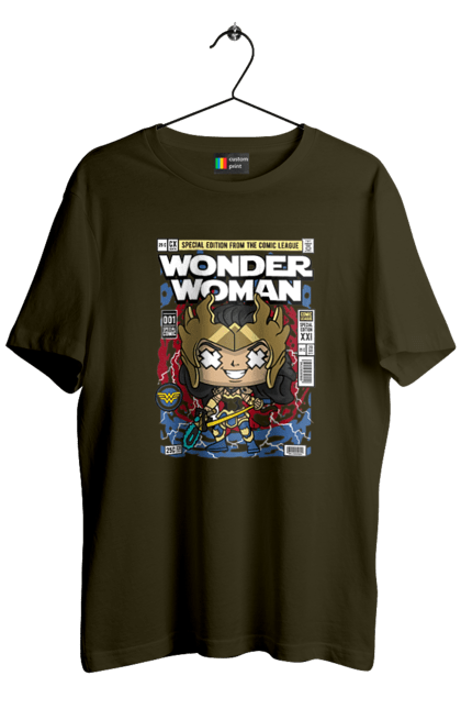 Футболка чоловіча з принтом "Wonder Woman". Womder, герой, жінка, комікси, комікси dc, чудова жінка. Funkotee