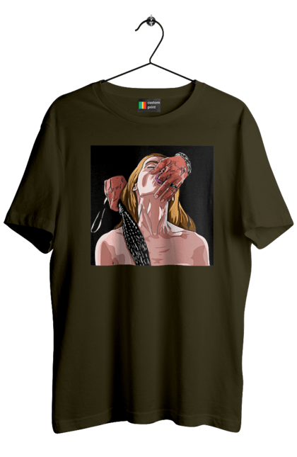 Футболка чоловіча з принтом "Дівчина У Полоні Чоловіка З Батогами". Батіг, пристрасть, смоктати. 2070702