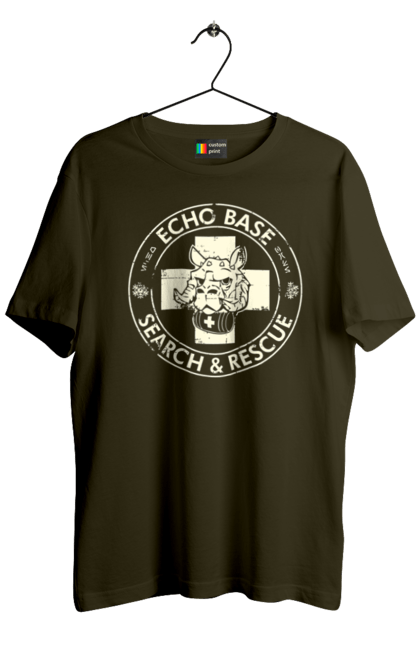 Men's t-shirt with prints Echo Base Search & Rescue. Echo base, film, movies, sci-fi, star wars, tauntaun. 2070702