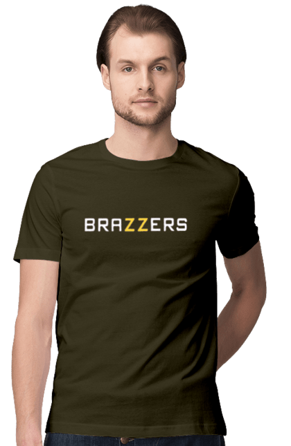 Футболка чоловіча з принтом "Brazzers". Brazzers, hub, porn, porn hub, pornhub, бразерс, браззерс, зсу, порно хаб, порнохаб. 2070702