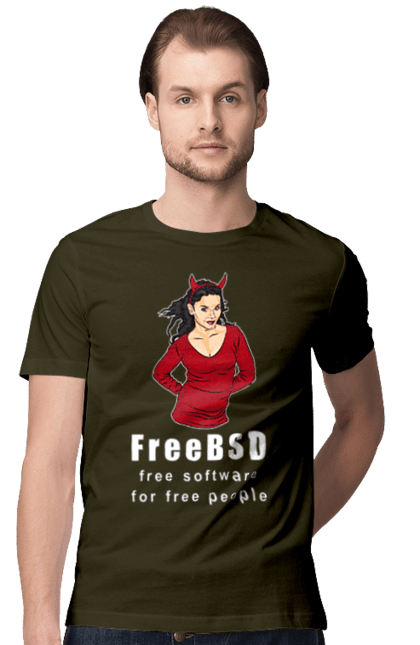 Футболка чоловіча з принтом "Freebsd Для Вільних". Bsd, freebsd, unix, адміністратор, айті, айтішник, безкоштовна, безкоштовно, бестія, білий, вільна, демон, демонесса, доступність, незалежність, операційна система, ос, програміст, програмне забезпечення, свобода, сисадмін, система, системний адміністратор, софт, текст, червоний. 2070702