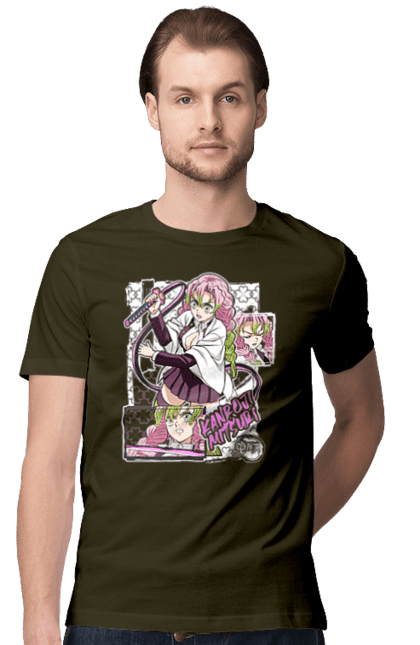 Men's t-shirt with prints Demon Slayer Mitsuri. Anime, demon slayer, giyu tomioka, manga, mitsuri, mitsuri kanroji, serial. 2070702