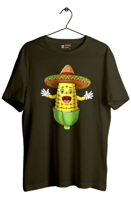 Футболка чоловіча з принтом "Кукурудза Сомбреро". Їжа, кукурудза, сомбреро. 2070702