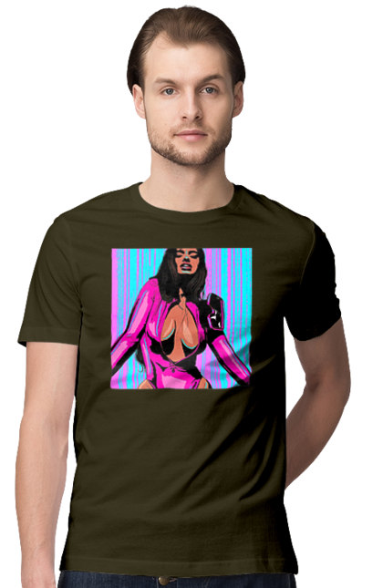 Футболка чоловіча з принтом "Дівчина З Глибоким Декольте". Гола, дівчина, сиськи. 2070702