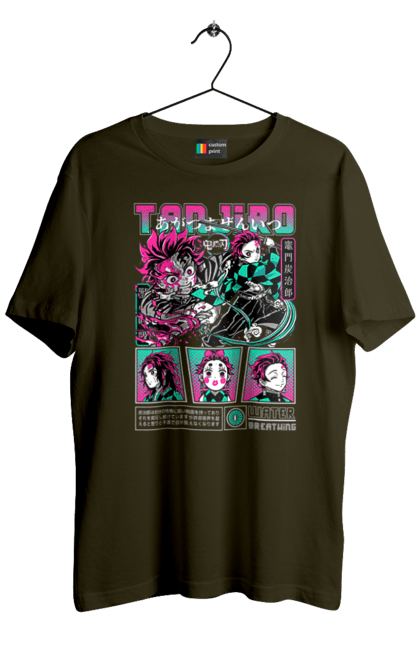 Men's t-shirt with prints Demon Slayer Tanjiro. Anime, demon slayer, kamado tanjiro, manga, tanjiro. 2070702