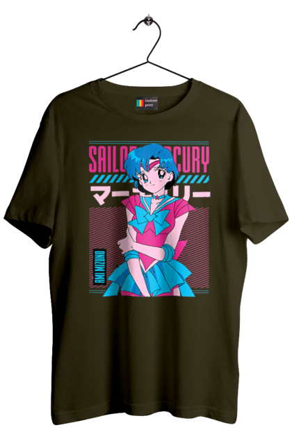 Футболка мужская с принтом Сейлор Мун Меркурий. Ami mizuno, sailor mercury, sailor moon, ами мидзуно, аниме, драма, махо-сёдзё, сейлор мун, сериал\. 2070702