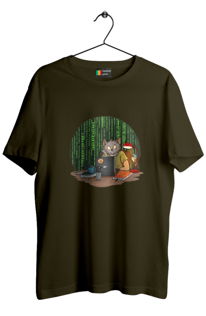 Футболка чоловіча з принтом "Кіт програміст". Angular, c, css, html, it, javascript, jquery, php, python, react, svelt, vue, айтишник, айті, гумор, код, кодувати, прогер, програміст, програмісти, ти ж, ти ж програміст, тиж програміст. 2070702