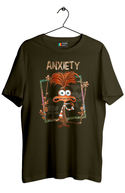 Men's t-shirt with prints Inside Out Anxiety. Anxiety, cartoon, emotions, inside out, pixar. 2070702