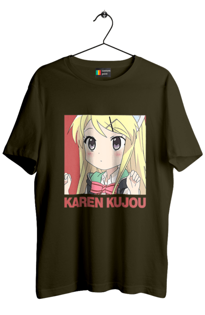 Men's t-shirt with prints Kiniro Mosaic Karen Kujo. Anime, gold mosaic, karen, karen kujo, kiniro mosaic, kinmoza, manga. 2070702