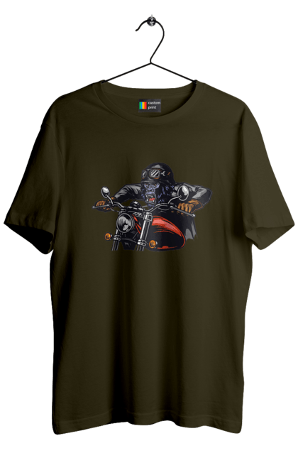 Футболка чоловіча з принтом "Горила На Мопеді". Горила, мопед, швидкість. 2070702