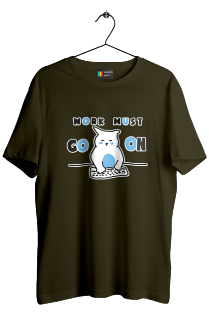 Футболка чоловіча з принтом "Робота не вовк". Айті, кіт, коти, котики, робота. 2070702