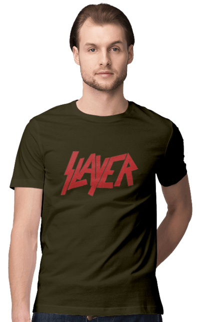 Футболка чоловіча з принтом "Slayer". Slayer, грув метал, група, метал група, музика, ню метал, спід метал, треш метал, череп. 2070702