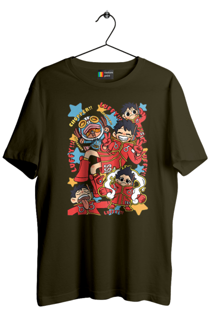 Men's t-shirt with prints One Piece Luffy. Anime, luffy, manga, monkey de luffy, one piece, pirates. 2070702