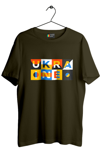 Футболка чоловіча з принтом "Україна". Напис україна, символ україни, текст україна, україна. 2070702