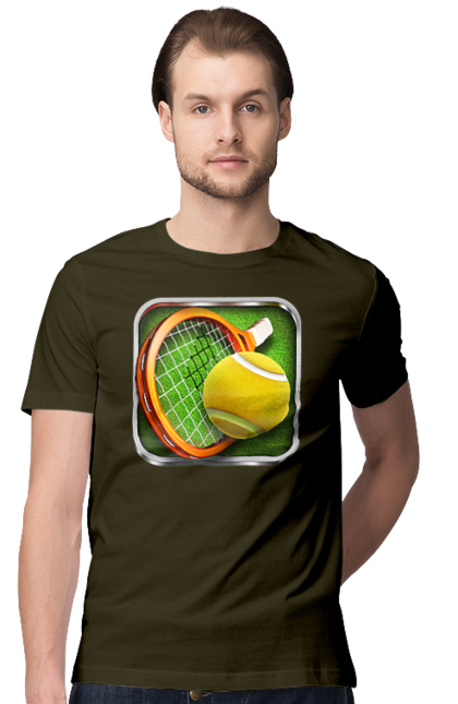 Футболка чоловіча з принтом "Теніс". Великий теніс, гравці, лондон, м`яч, призовий фонд, ракетка, спонсор, турнір на ґрунті, турнір на траві, турнірна сітка. 2070702