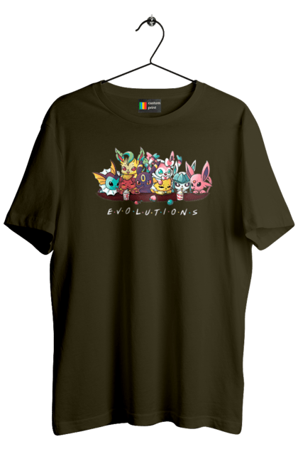 Футболка мужская с принтом Покемон Эволюция. Аниме, видеоигра, герои видеоигры, для детей, игра, карманный монстр, ловить покемонов, манга, покемон. 2070702