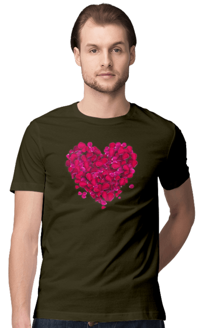 Men`s t-shirt with prints Heart From Rose Petals. Petals, rose flower. 2070702