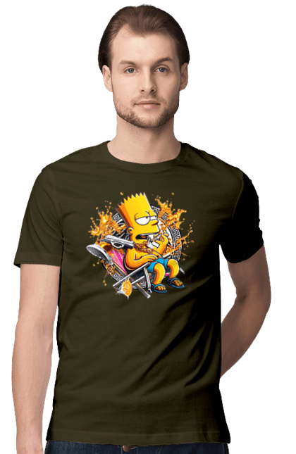 Men's t-shirt with prints Bart Simpson Versace. Bart, cartoon, serial, simpson, versace. 2070702