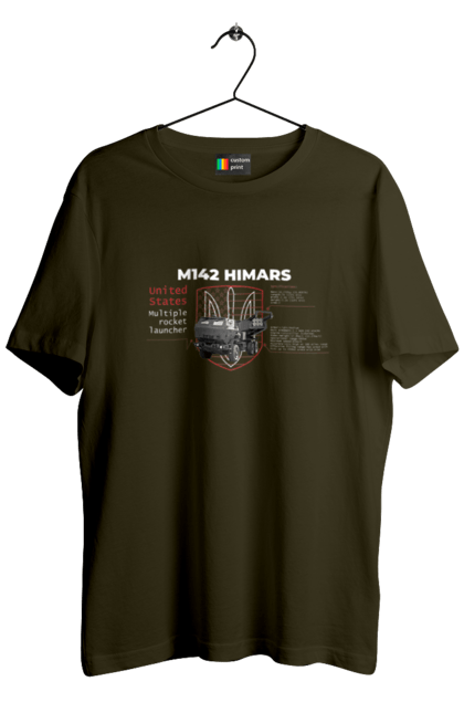 Футболка чоловіча з принтом "M142 HIMARS англійська". Himars, m142 himars, залужний, зброя. 2070702