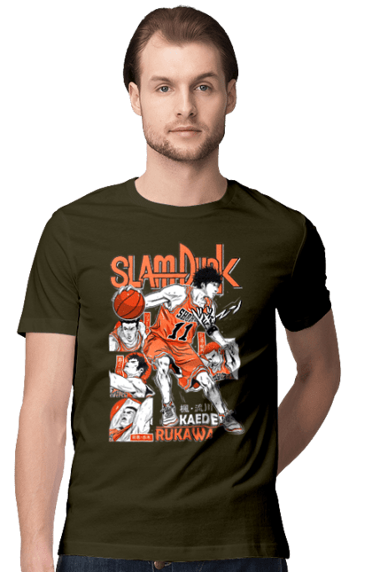 Men's t-shirt with prints Slam Dunk Kaede Rukawa. Anime, basketball, comedy, kaede rukawa, manga, school, shonen, slam dunk, sports anime. 2070702