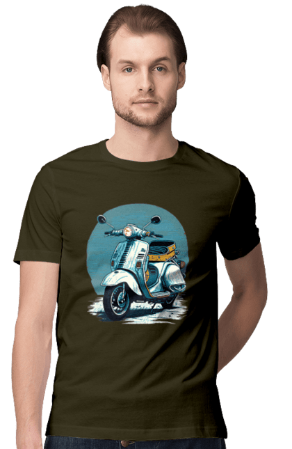 Men`s t-shirt with prints Scooter. Moped, scooter, speed, summer, vacation. 2070702