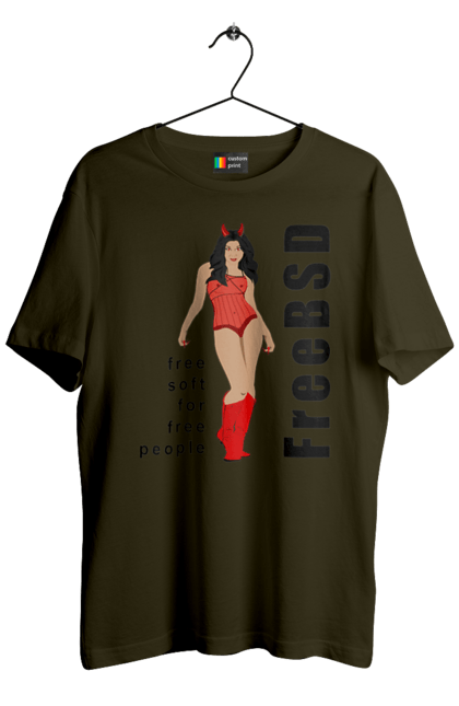 Футболка чоловіча з принтом "Freebsd Для Вільних". Bsd, freebsd, unix, адміністратор, айті, айтішник, безкоштовна, безкоштовно, бестія, вільна, демон, демонесса, дівчина, для дорослих, доступність, еротика, еротична, жінка, незалежність, операційна система, ос, програміст, програмне забезпечення, свобода, сисадмін, система, системний адміністратор, софт, текст, червоний, чорний. 2070702