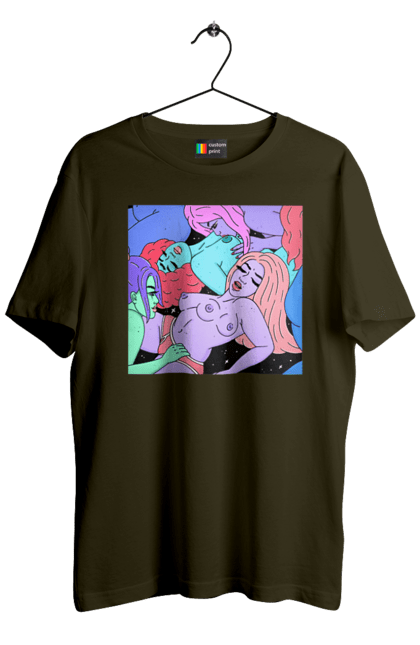 Футболка чоловіча з принтом "Дівчата Інопланетянки". Дівчата, інопланетянки, космос, різнокольорові. 2070702