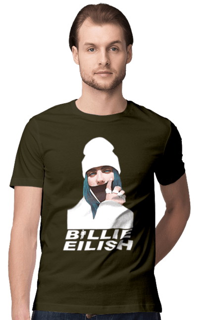 Футболка чоловіча з принтом "Біллі Айліш". Біллі айліш, логотип біллі айліш, принт біллі айліш, співачка біллі айліш. 2070702