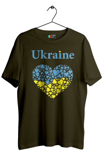 Футболка чоловіча з принтом "Ukraine Heart". Прапор, серце, україна. 2070702