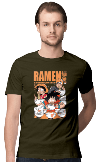 Men's t-shirt with prints Ramen. Anime, characters, food, goku, luffy, manga, naruto, ramen. 2070702