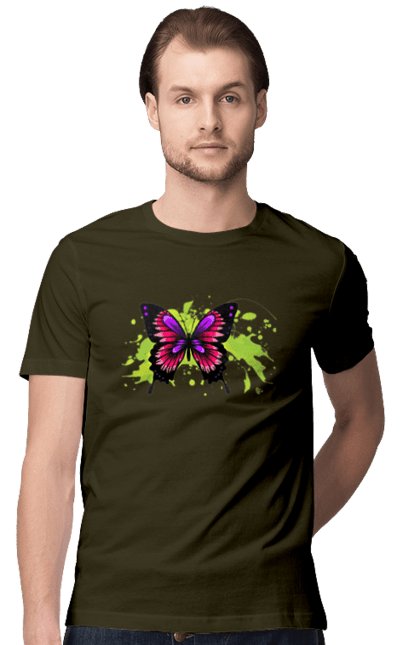 Men`s t-shirt with prints Pink Butterfly. Butterfly. 2070702