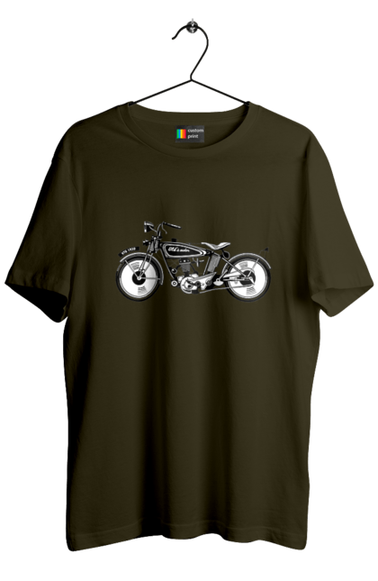 Футболка чоловіча з принтом "Мотоцикл Ретро". Мото, мотоцикл, ретро. 2070702