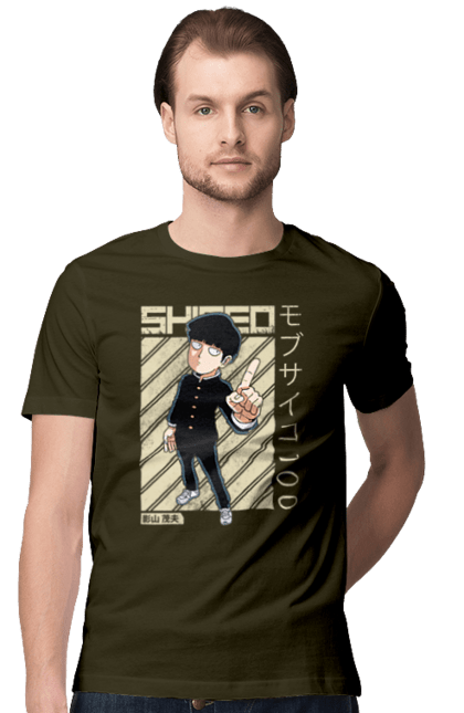 Men's t-shirt with prints Mob Psycho 100. Anime, manga, mob, mob psycho 100, shigeo kageyama. 2070702