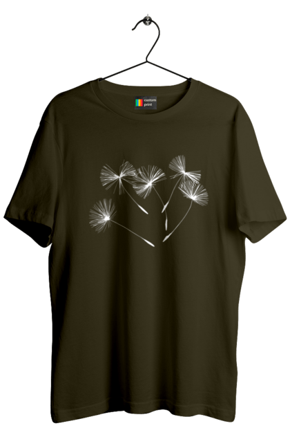 Футболка чоловіча з принтом "Насіння кульбаби". Вітер, кульбаба, кульбаби, літають, літо, насіння, політ, природа, сезон. 2070702