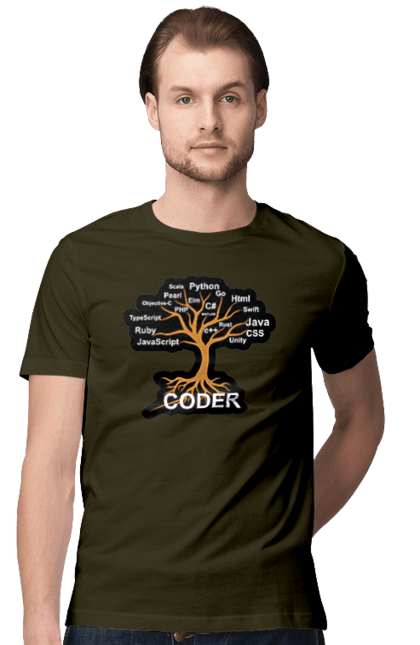 Футболка чоловіча з принтом "Кодер". Айті, айтішник, для айтішника, для програміста, кодер, подарунок айтішнику, подарунок програмісту, програміст, розробник. 2070702