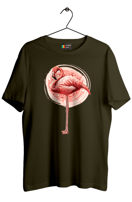 Футболка мужская с принтом Фламинго Арт. Животное, розовое фламинго, фламинго. 2070702