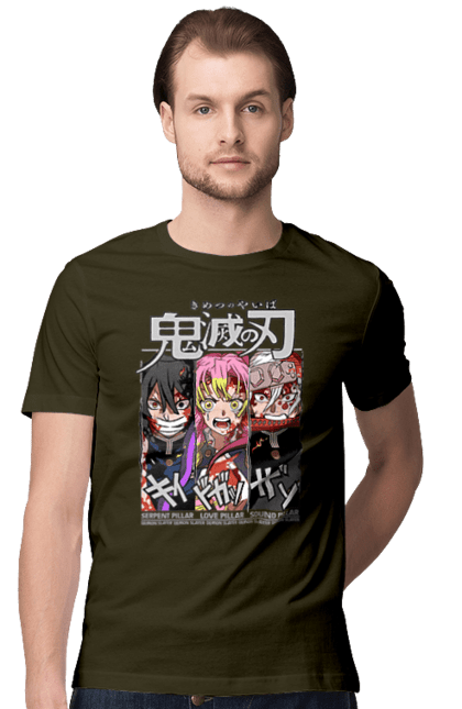 Men's t-shirt with prints Demon Slayer Obanai Mitsuri Tengen. Anime, demon slayer, iguro, kimetsu no yaiba, manga, mitsuri, obanai, tengen. 2070702