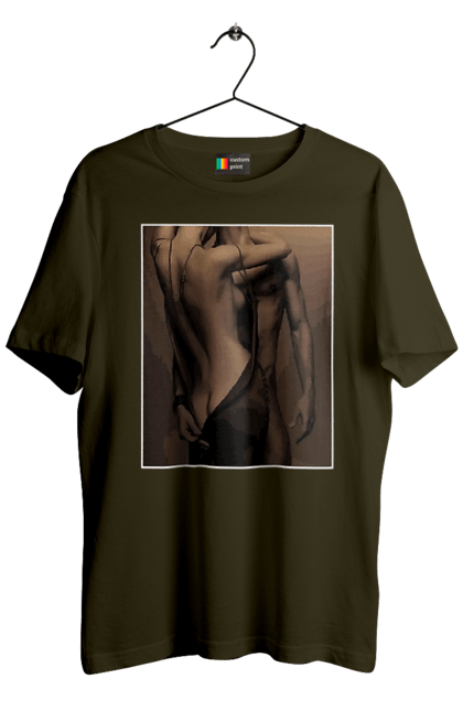 Футболка чоловіча з принтом "Інтрига". Взаємність, захоплення, інтрига, любов, неможливо встояти, секс, чоловік і жінка. 2070702