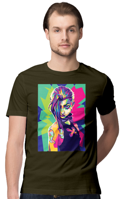 Men's t-shirt with prints Arcane. Animated series, arcane, fantasy, fortiche, jinx, league of legends, riot games, wai. 2070702