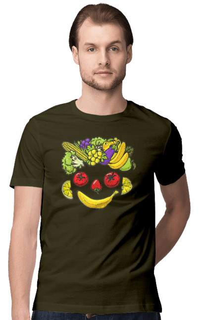 Men`s t-shirt with prints Hls Smile. Healthy, smile, vegetable. 2070702