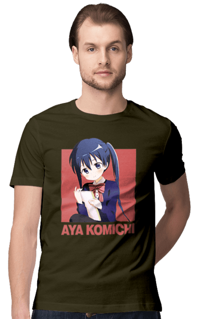 Men's t-shirt with prints Kiniro Mosaic Aya Komichi. Anime, aya komichi, gold mosaic, kiniro mosaic, kinmoza, manga. 2070702