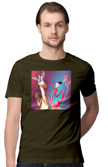 Giraffe And Flamingo At The Party