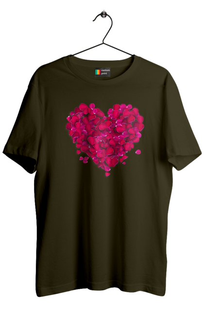 Men`s t-shirt with prints Heart From Rose Petals. Petals, rose flower. 2070702